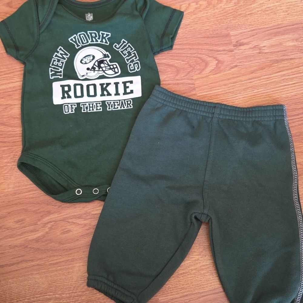 NFL NY Jets Baby Set 2pc 0-3 Months New 100% Cotton Football Athletic